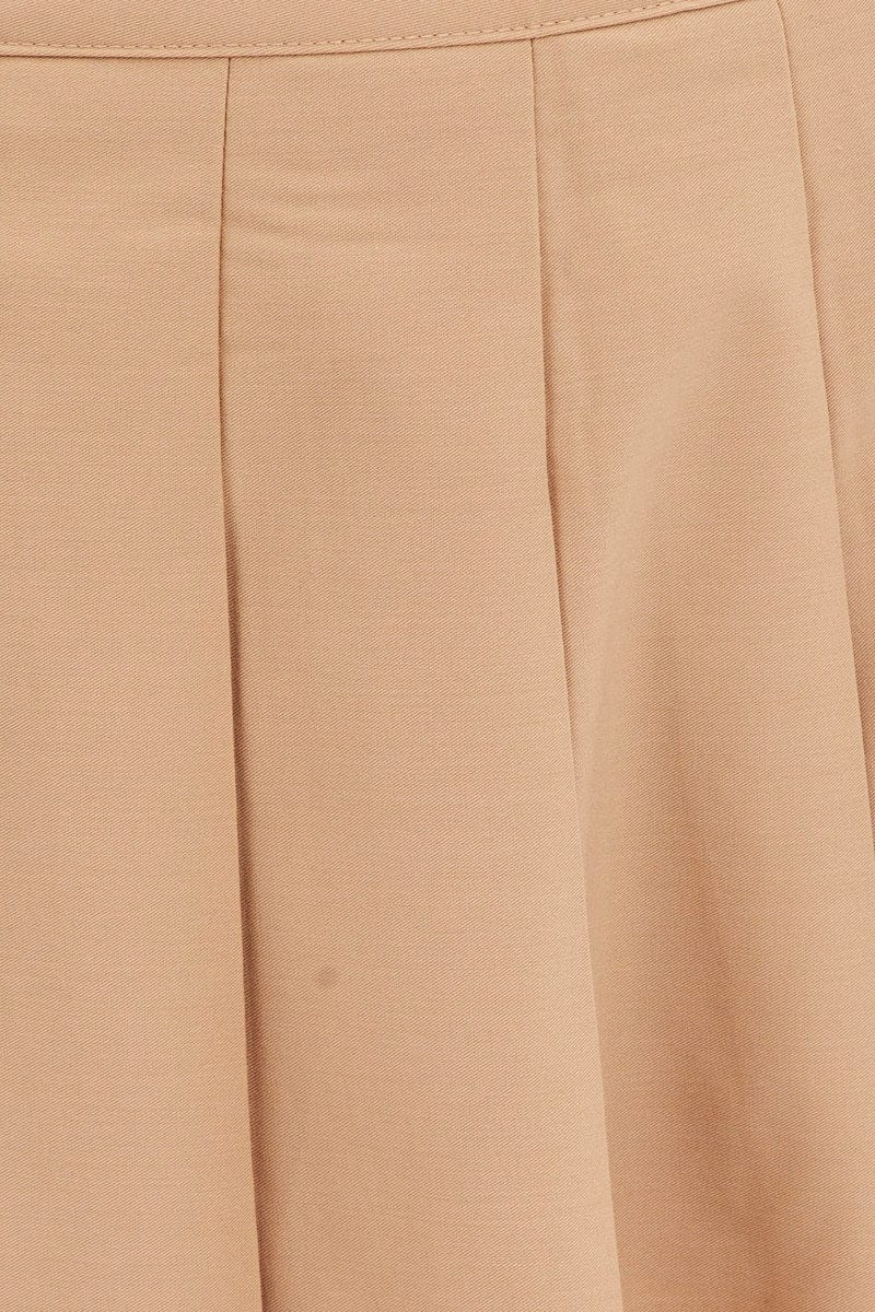 Beige Mini Skirt Skater Pleated Tennis
