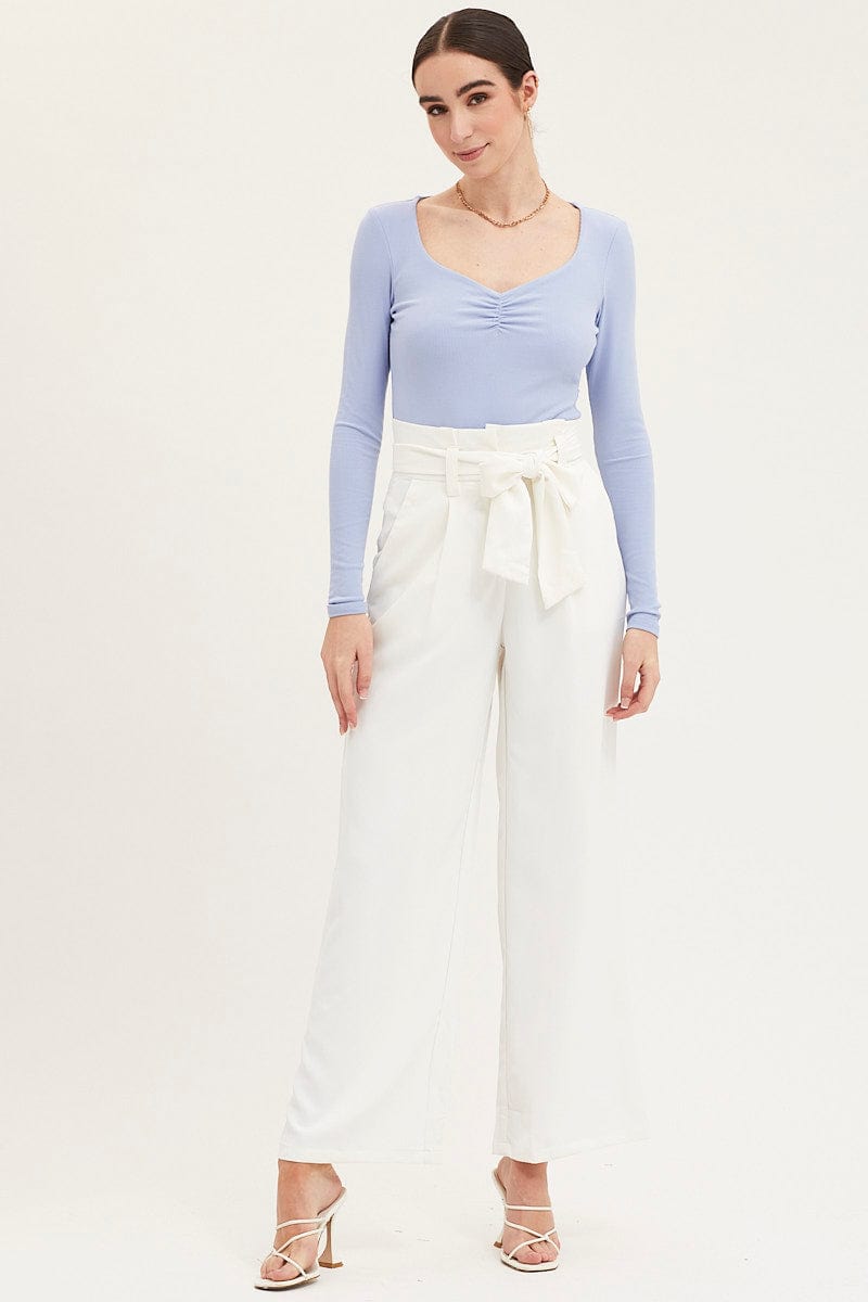 Blue Top Long Sleeve Round Neck
