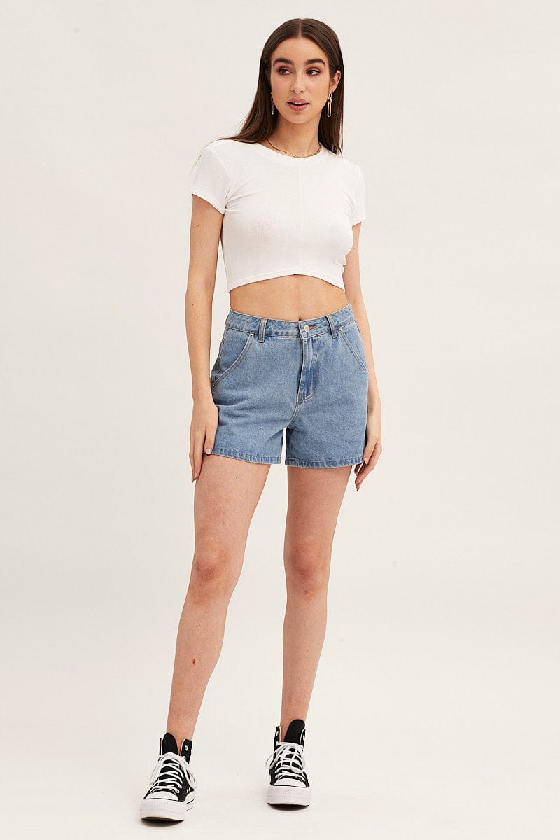 White T Shirt Short Sleeve Crew Neck