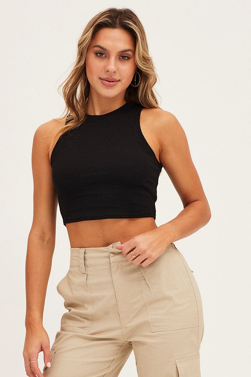 Black Tank Top Rib