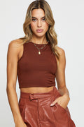 Brown Tank Top Sleeveless Crew Neck