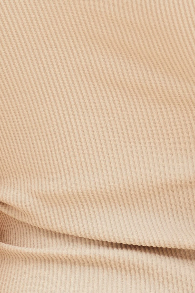 Beige Bone Seamless Tank Full Length Sleeveless Soop