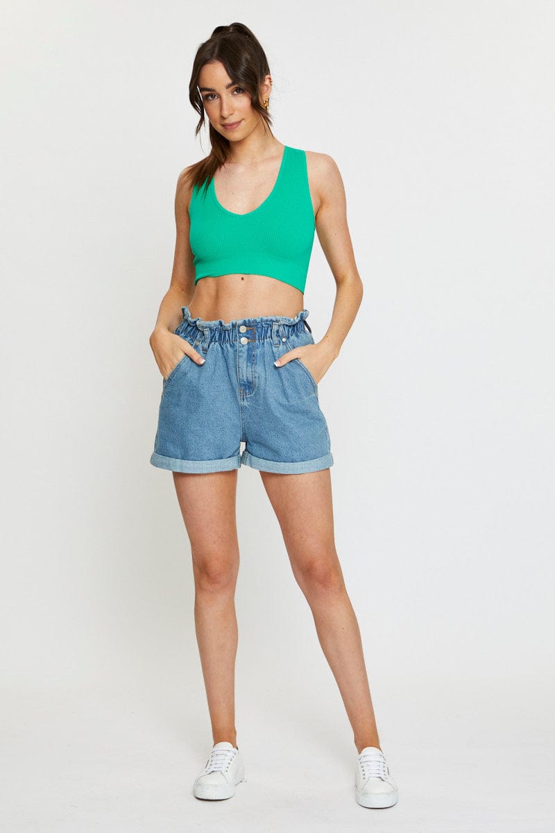 Green Tank Top Sleeveless Seamless