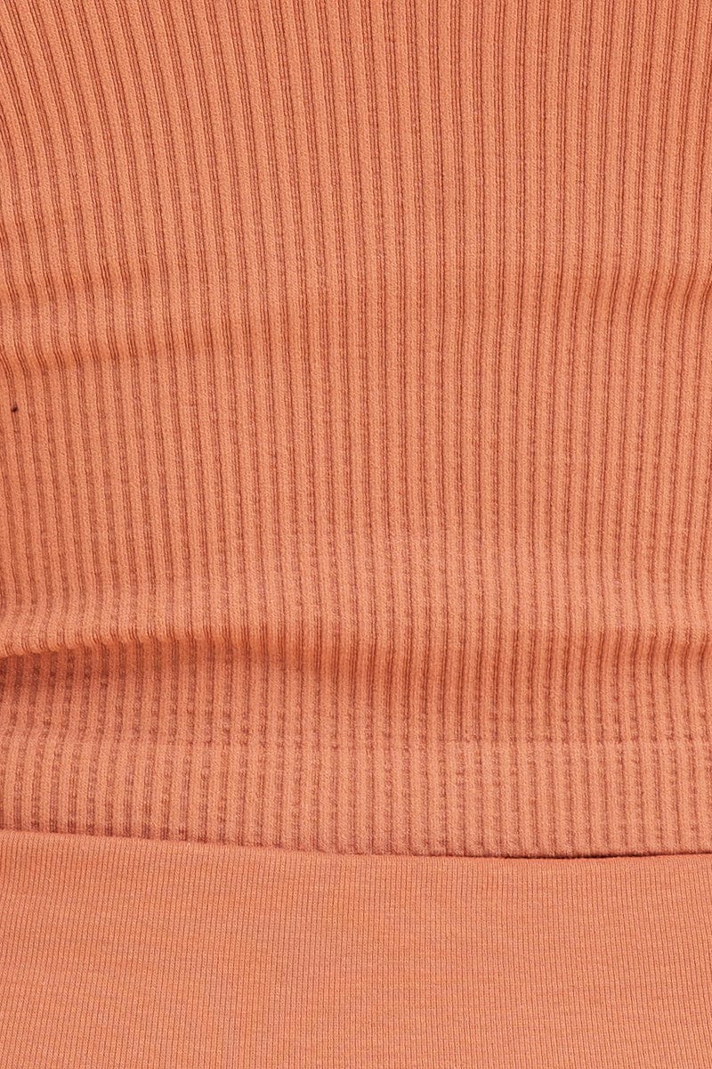 Orange Seamless Tank Top Top Scoop Neck Rib