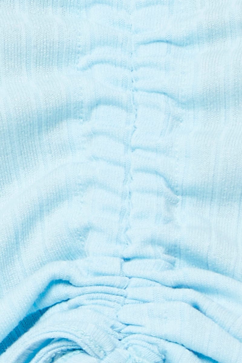 Blue Crop Top Long Sleeve