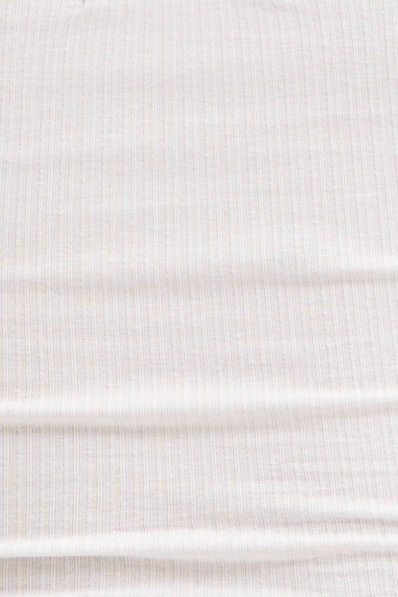 White Jersey Crop Top Long Sleeve Halter Neck