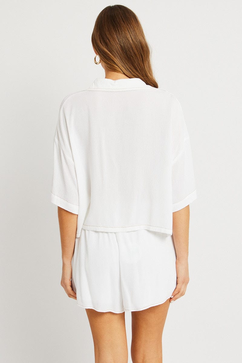 White Relaxed Shirt Short Sleeve