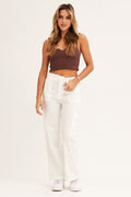 White Cargo Pants Mid Rise